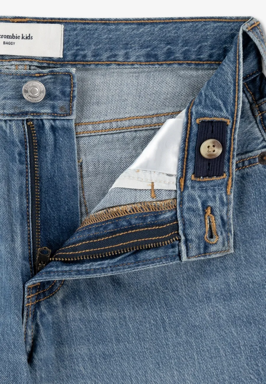 Свободные джинсы Abercrombie & Fitch синего цвета — фото 3