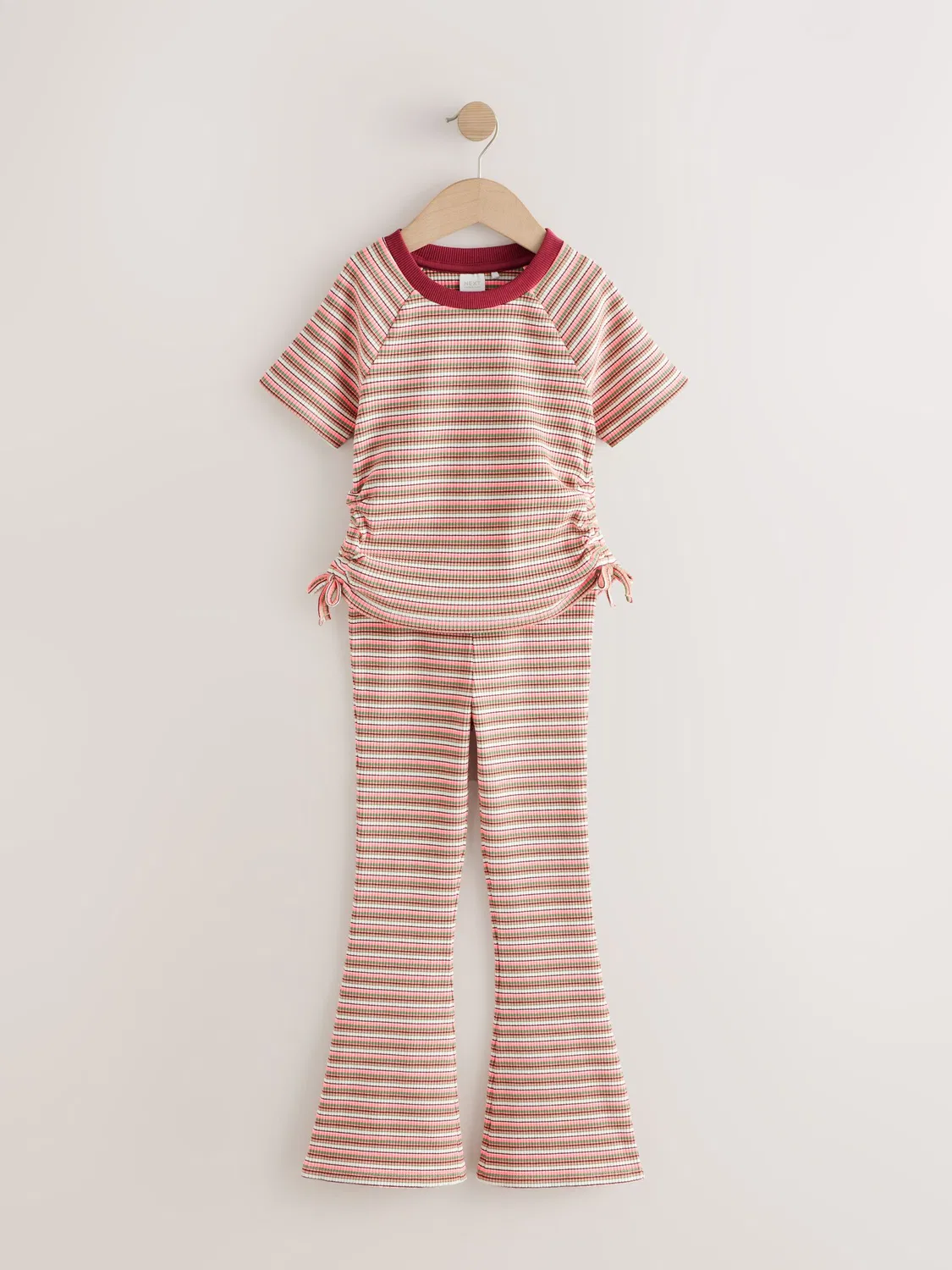 Комплект из футболки и брюк клеш, полоска, 3-16 лет Next, Pink Multi Stripe