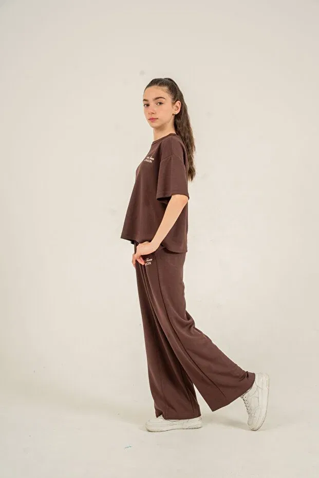 Детский комплект для девочек с вышивкой New team london Mışıl Kids, Brown — фото 3