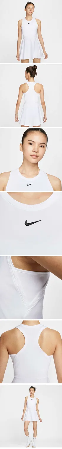Женское теннисное платье Nike Victory Dri-FIT белое с чёрным — фото 2