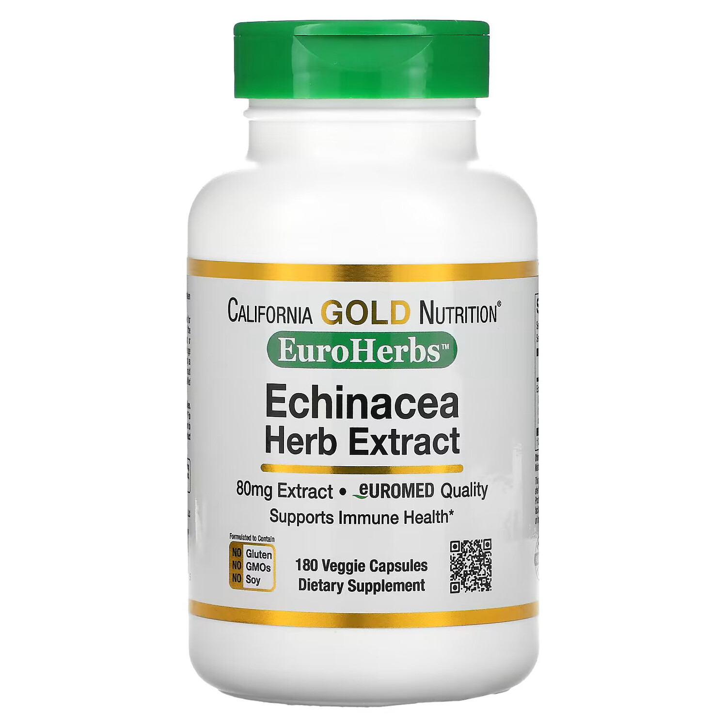 

Экстракт эхинацеи California Gold Nutrition EuroHerbs 80 мг, 180 капсул