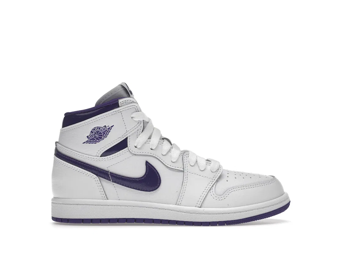 Детские кроссовки с высоким верхом Jordan 1 Retro High, White/Court Purple