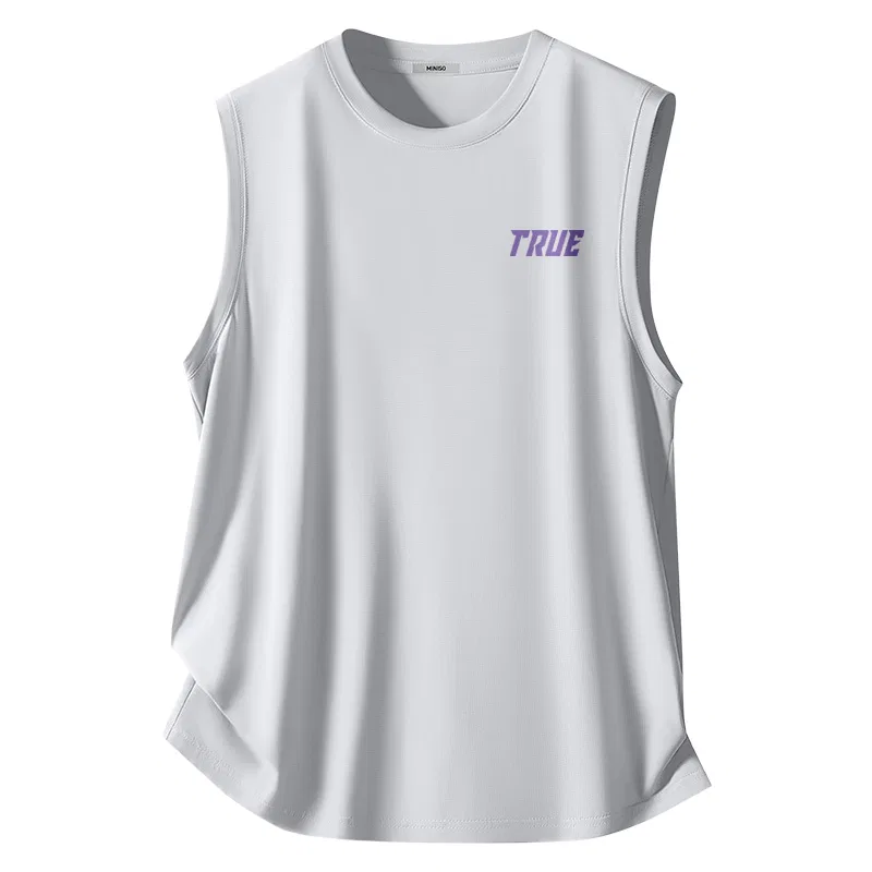 Детский топ с принтом MINISO, Ice Silk Mesh Light Gray Mystic Purple Future Chest Logo