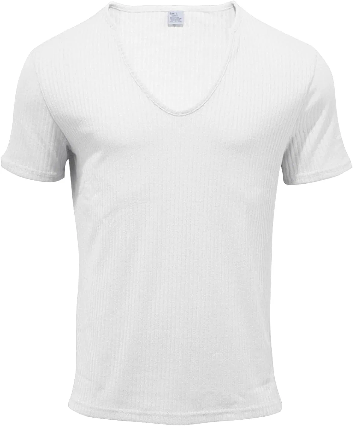 Мужская футболка с глубоким V-образным вырезом Ribbed, White — фото 2