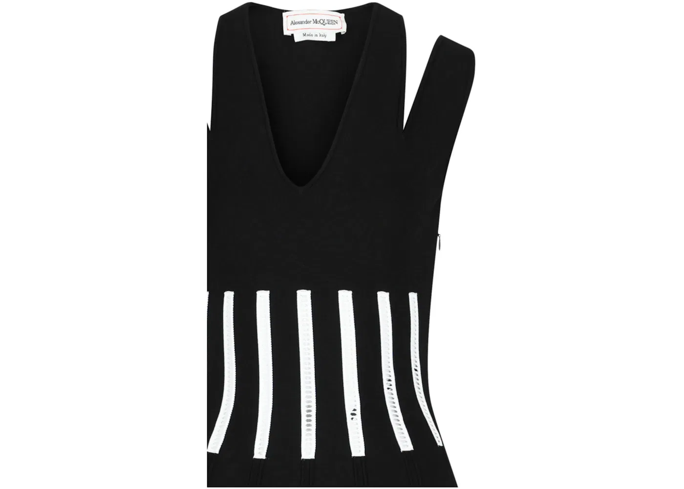 Женское платье мини без рукавов с вырезом Alexander McQueen, Black White — фото 3