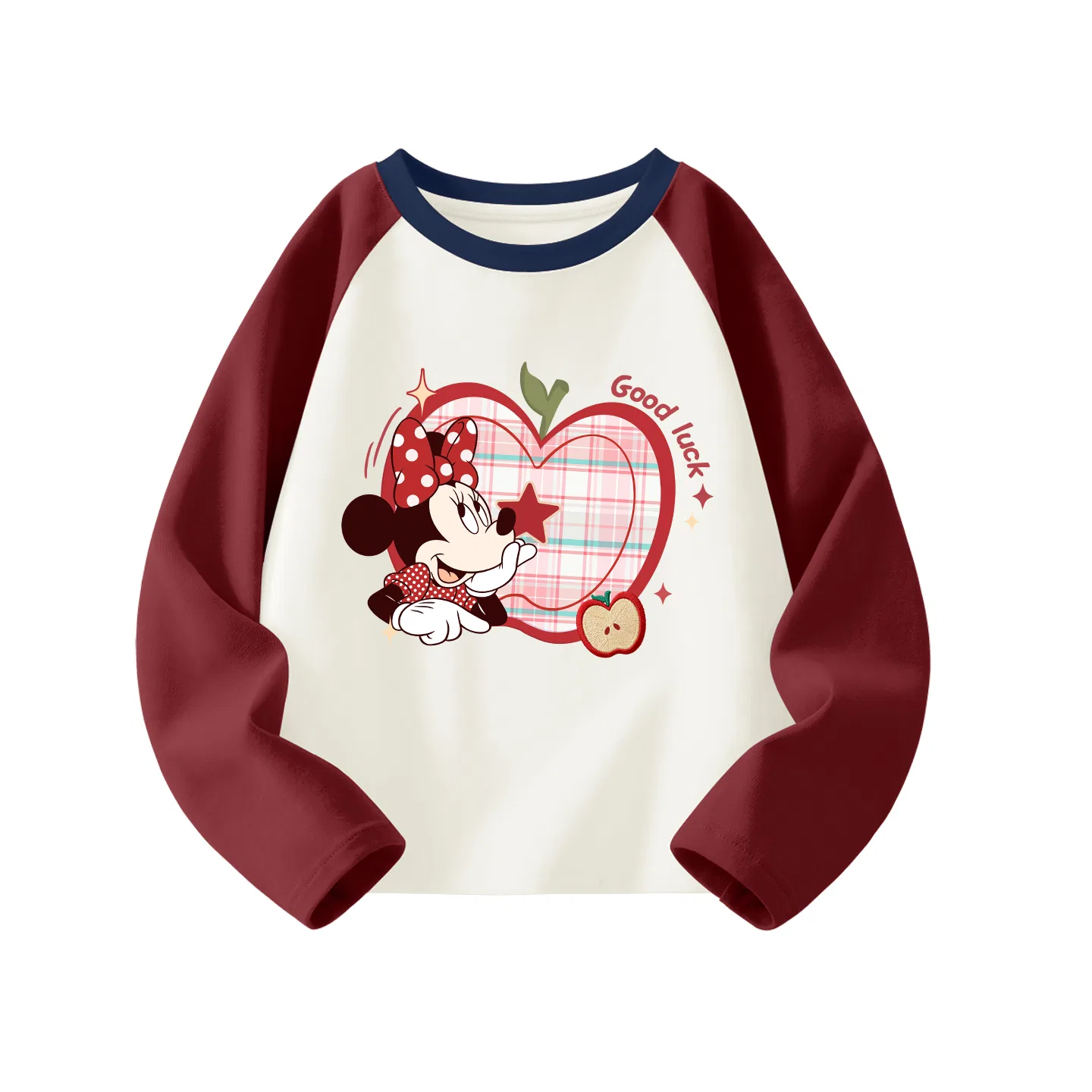 Детская футболка с принтом Disney Kids T Shirts Crew Neck Thin Stretch, D Apple Nini Beige Red