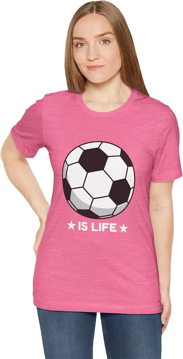 Женская футболка с принтом Soccer Ball is Life Tee, Heather Charity Pink
