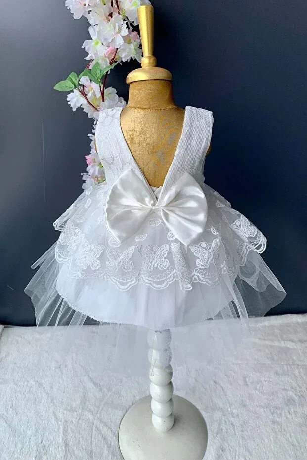 Детское платье для девочек кружевное Kat lace rose motif Mnk Baby&Kids, White — фото 2