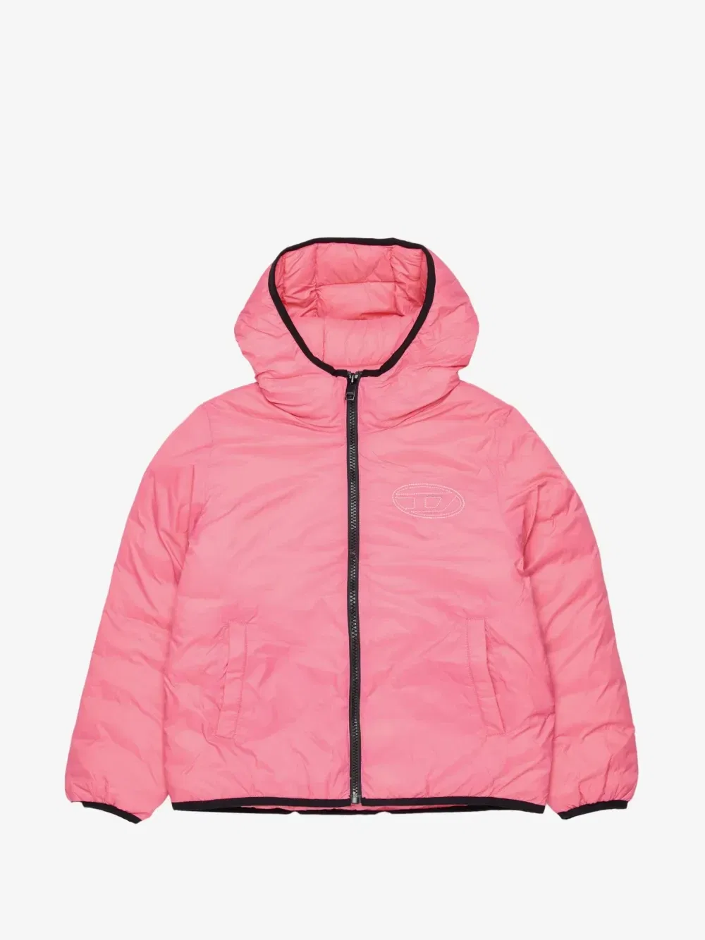 Пуховик с капюшоном Diesel Kids, розовый