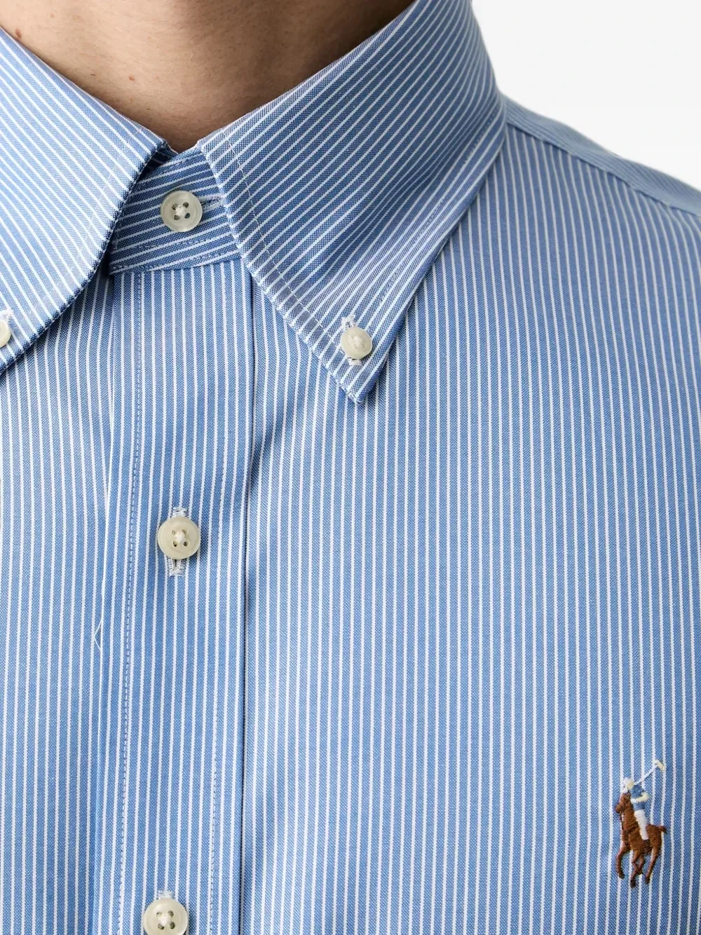 Рубашка оксфорд на пуговицах в вертикальную полоску Polo Ralph Lauren, синий — фото 4