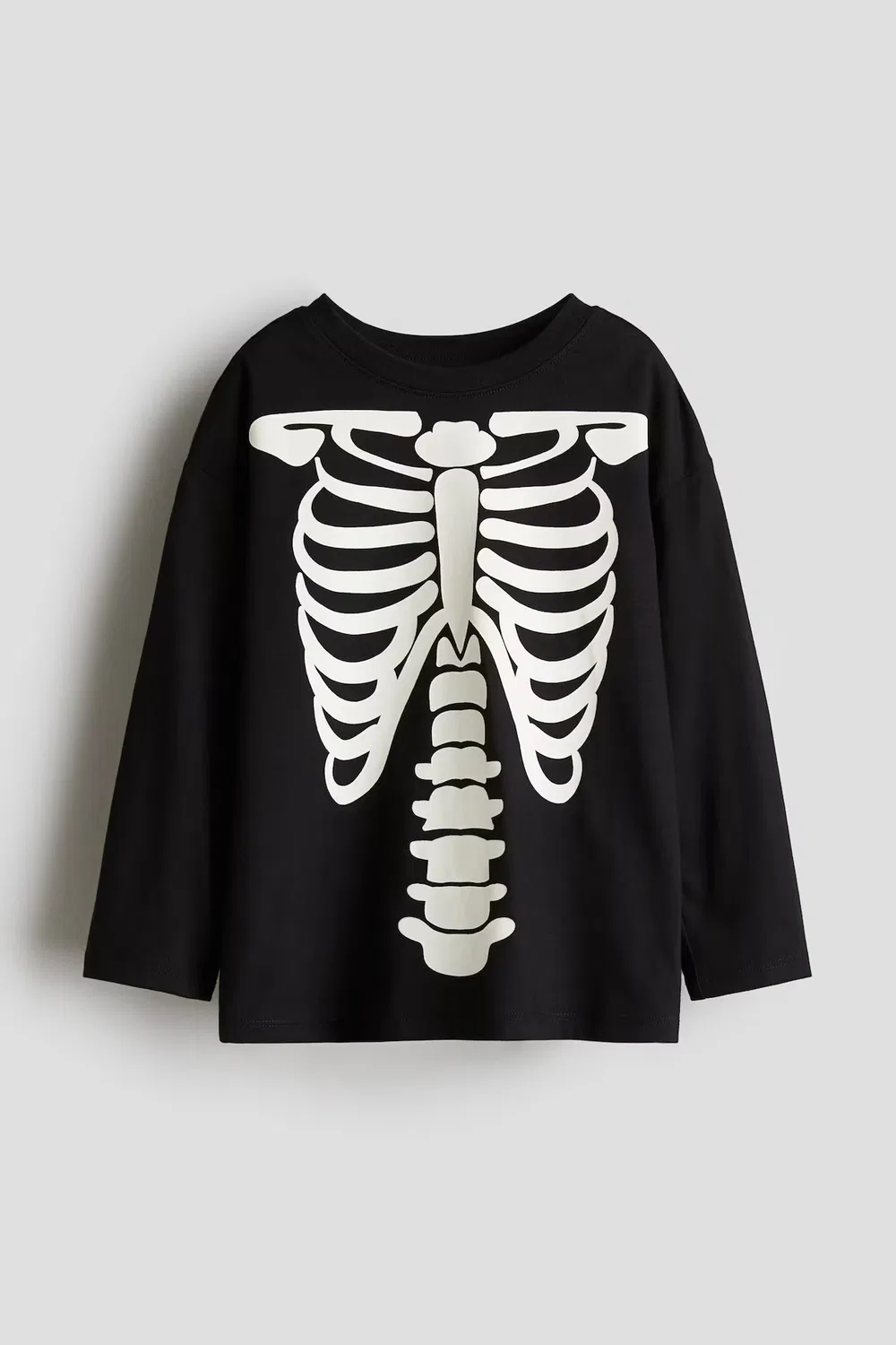 Хлопковая футболка с декоративным рисунком H&M, Schwarz/Skelett
