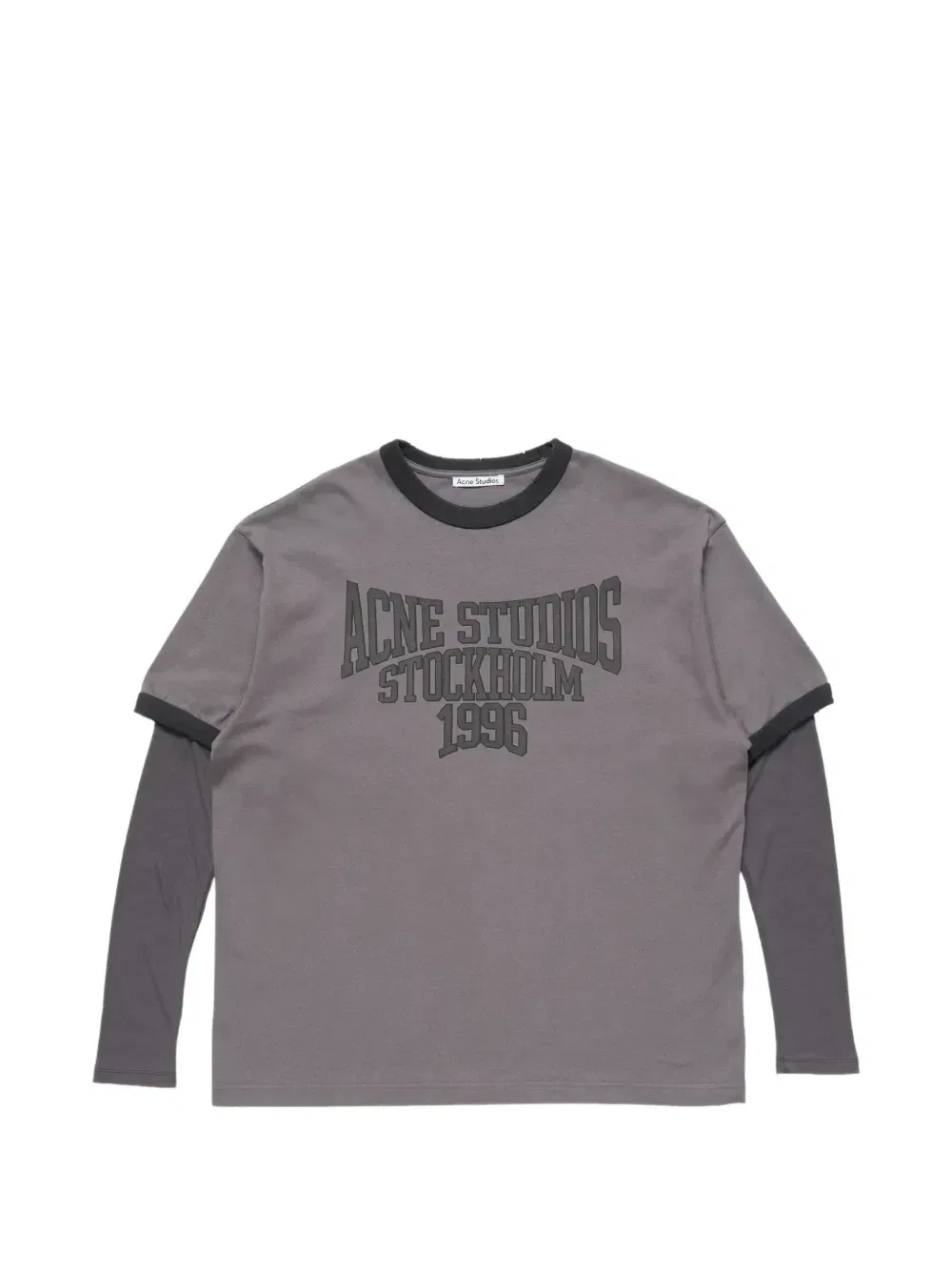 Футболка с логотипом и многослойными рукавами Acne Studios, серый