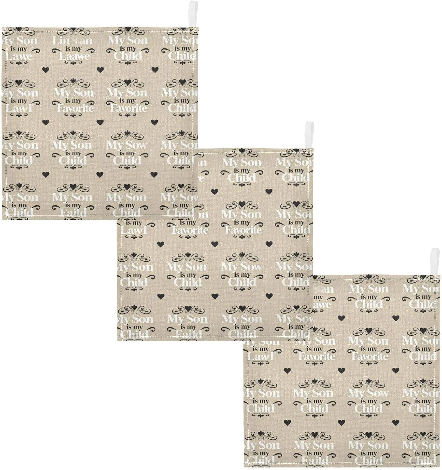 Набор детских мочалок из муслина 5 шт, GuoChe, 30x30 см, Vintage-Muster — фото 2