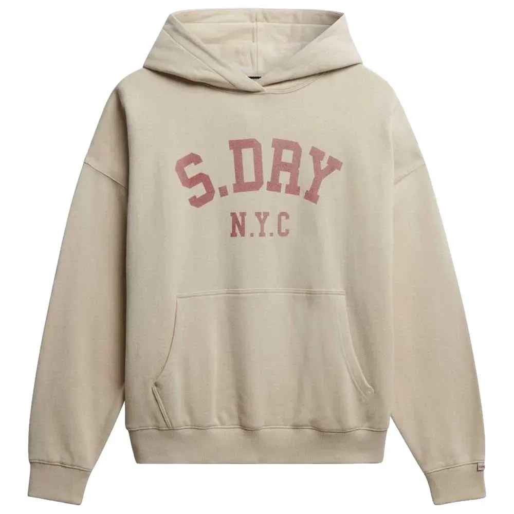 Женский свитшот с капюшоном Athletic Essentials Relaxed Fit Superdry, Beige — фото 3