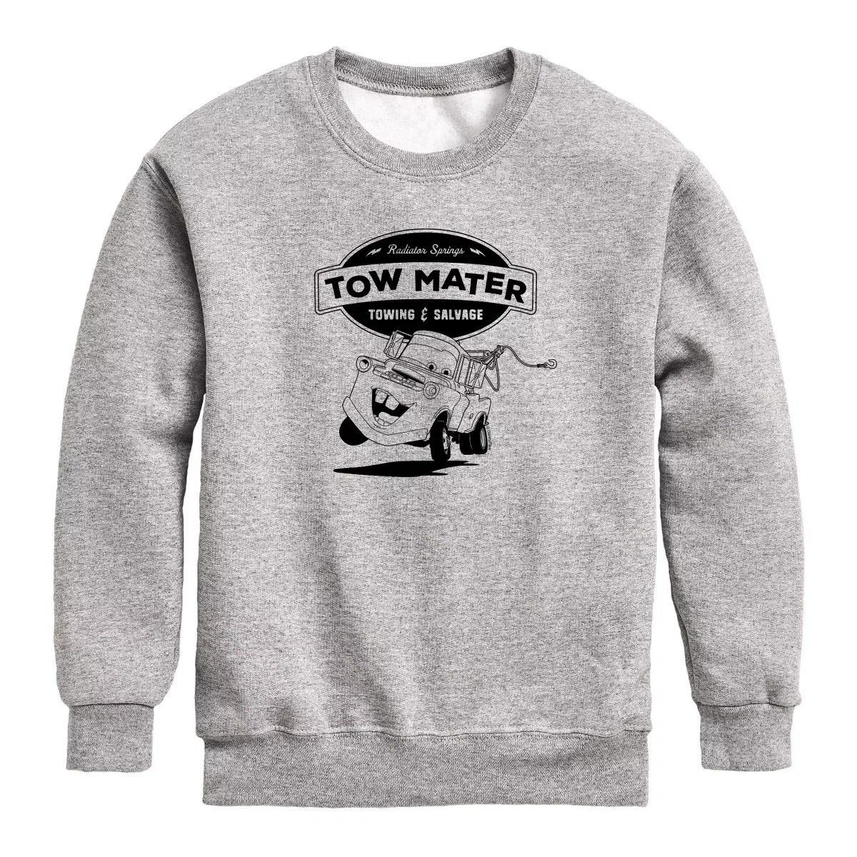 Детское флисовое поло с длинным рукавом Tow Mater Towing And Salvage Cars, Athletic Heather