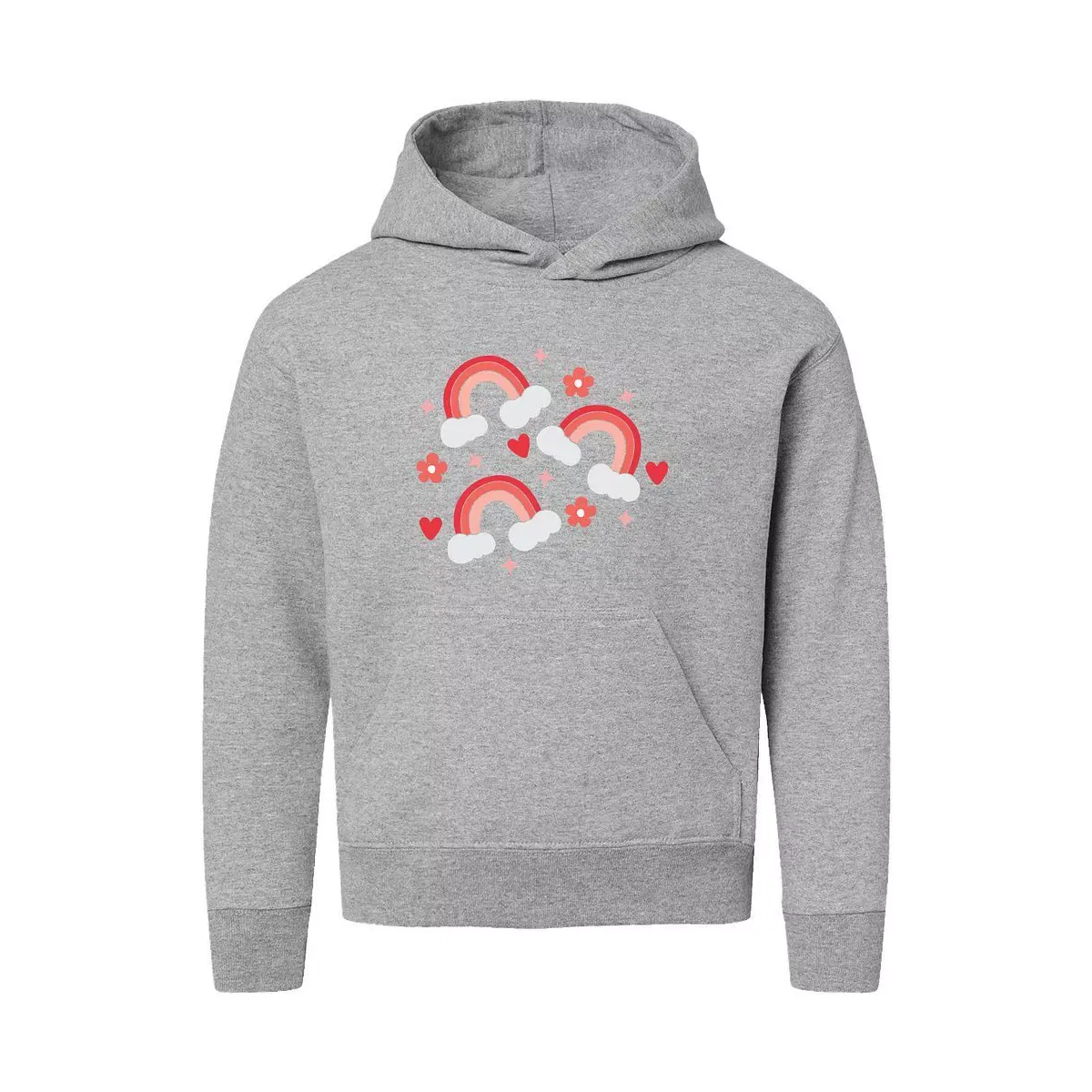 Детский худи с принтом Valentine Rainbow The Juniper Shop, Heather Grey