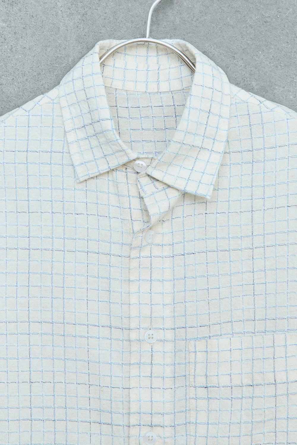 STORIESZ - Рубашка в клетку из хлопка и льна ZARA, Blue — фото 3
