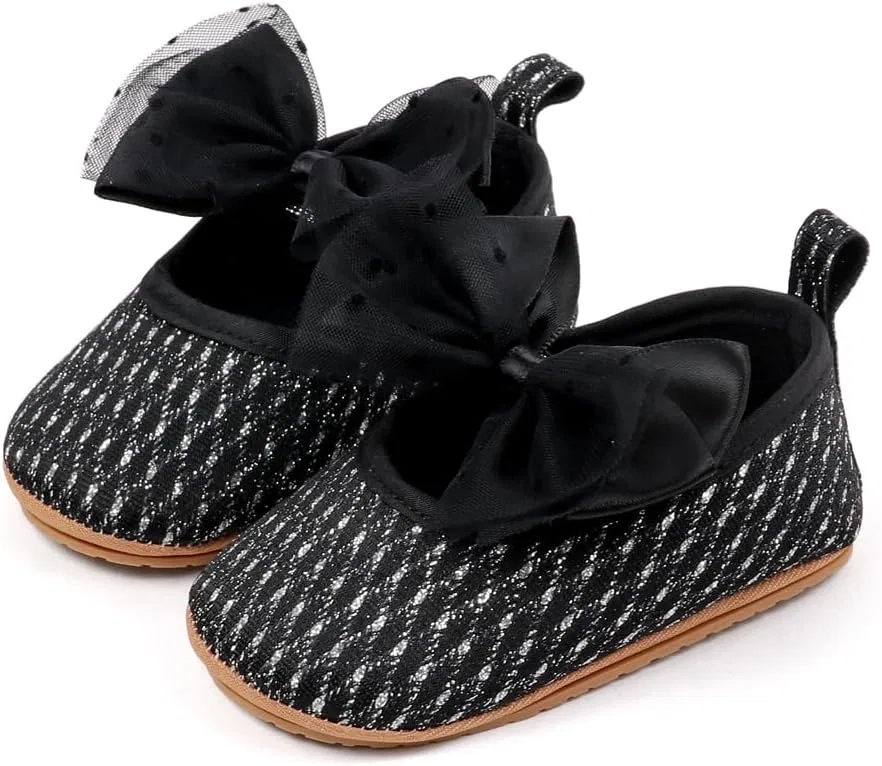 Детские туфли Мэри Джейн для девочек с бантом, модель Bowknot Flats, Purepips, Black