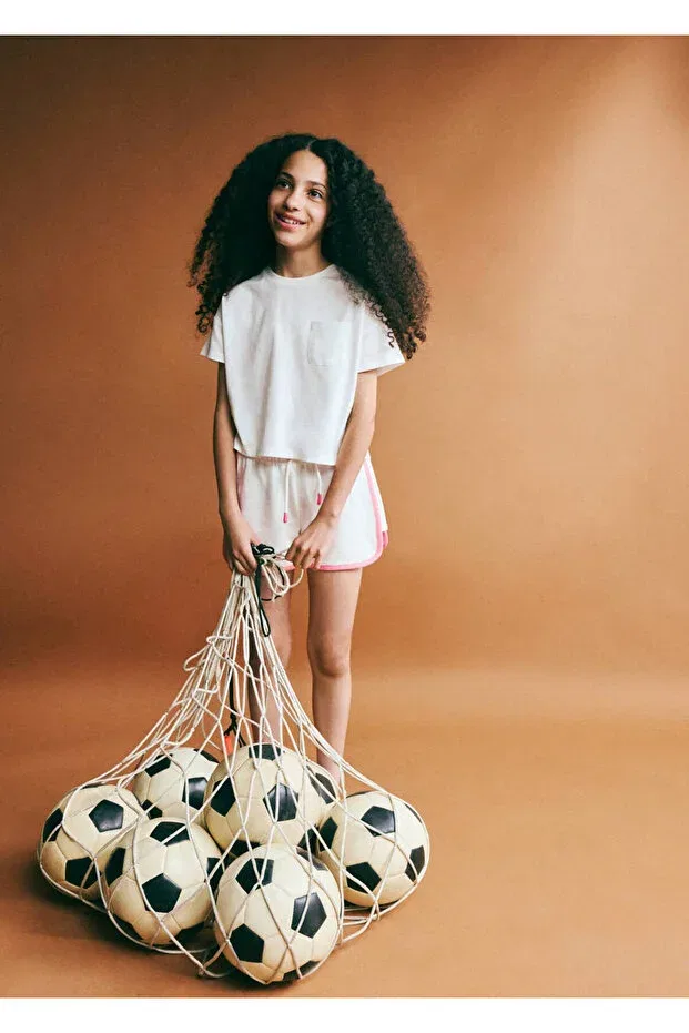 Детские шорты для девочек хлопковые Mango Kids, Off White — фото 2