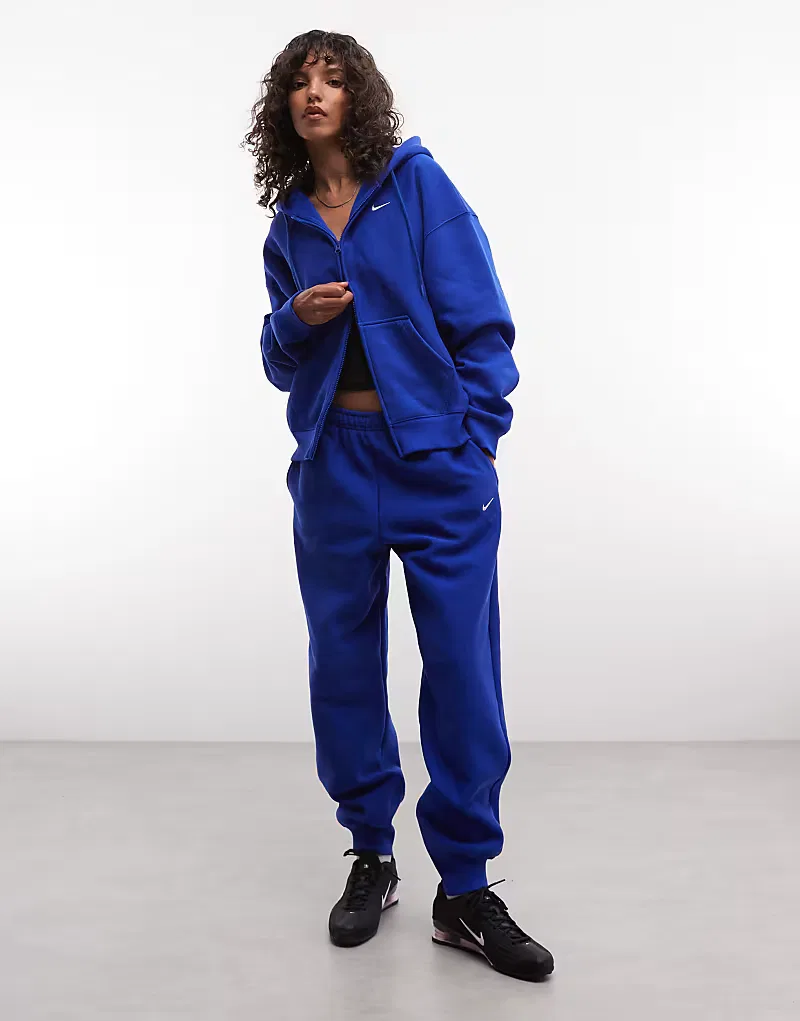 Толстовка Nike Studio Fleece из плотной флиса оверсайз на молнии, синий — фото 2
