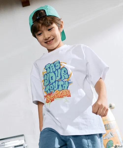Детская футболка с принтом Tag Graffiti BROWNBREATH KIDS, White
