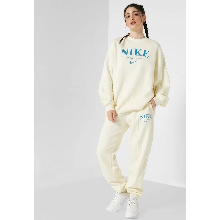 Спортивные брюки с эластичным поясом и шнурком Nike Sportswear Essentials Collection, Кремовый