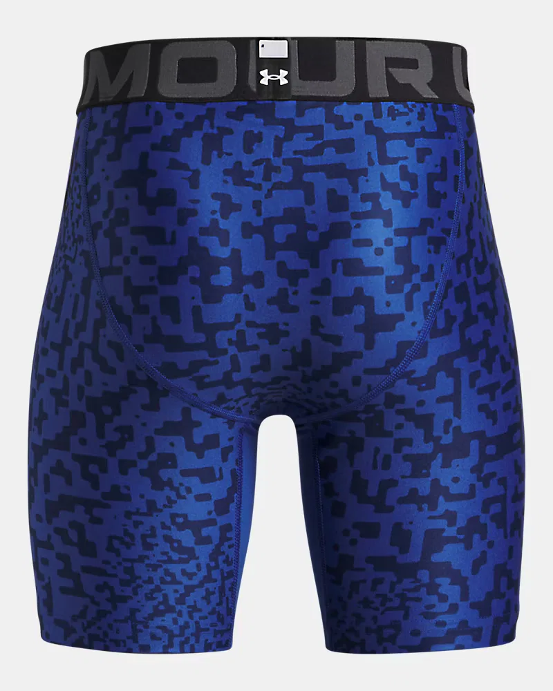 Шорты-компрессионные детские с внутренним швом 17,8 см, облегающие, HeatGear Printed UnderArmour, Tech Blue/Black — фото 2
