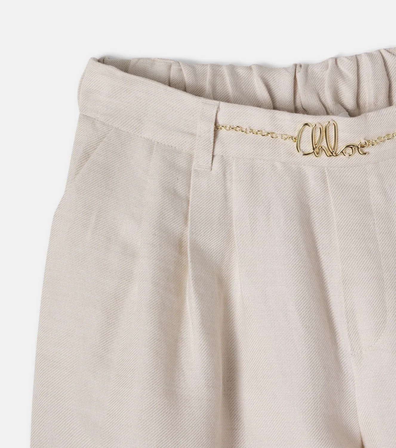Брюки льняные с косыми карманами Chloé Kids, розовый — фото 4