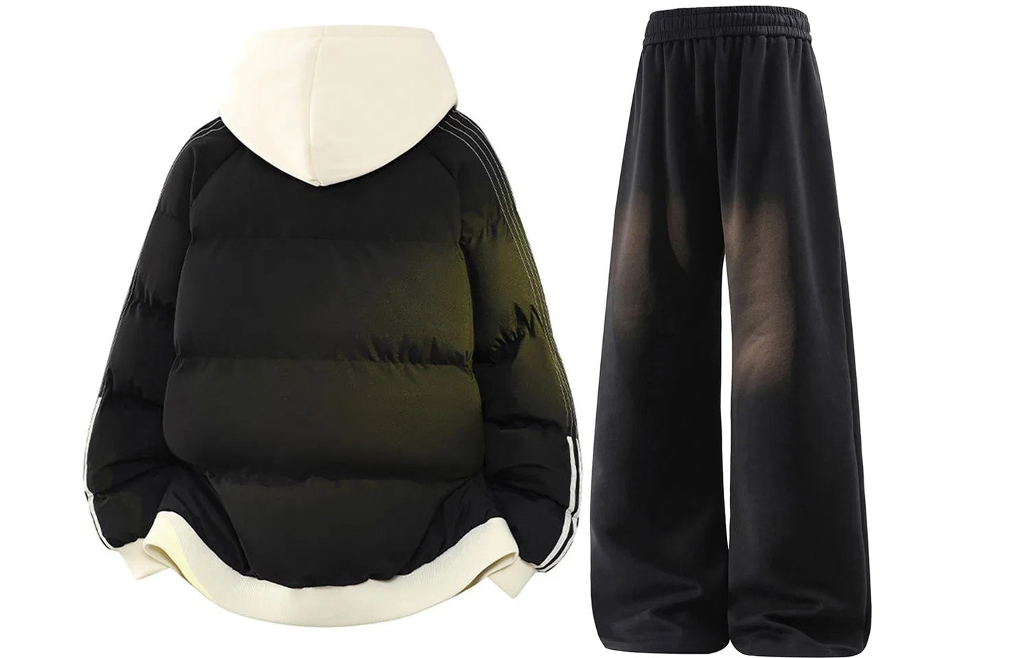 Детский спортивный комплект с курткой и брюками X1617, Navy Blue Puffer Jacket+Black Fleece-Lined Pants, X1617, Navy Blue/Black — фото 4