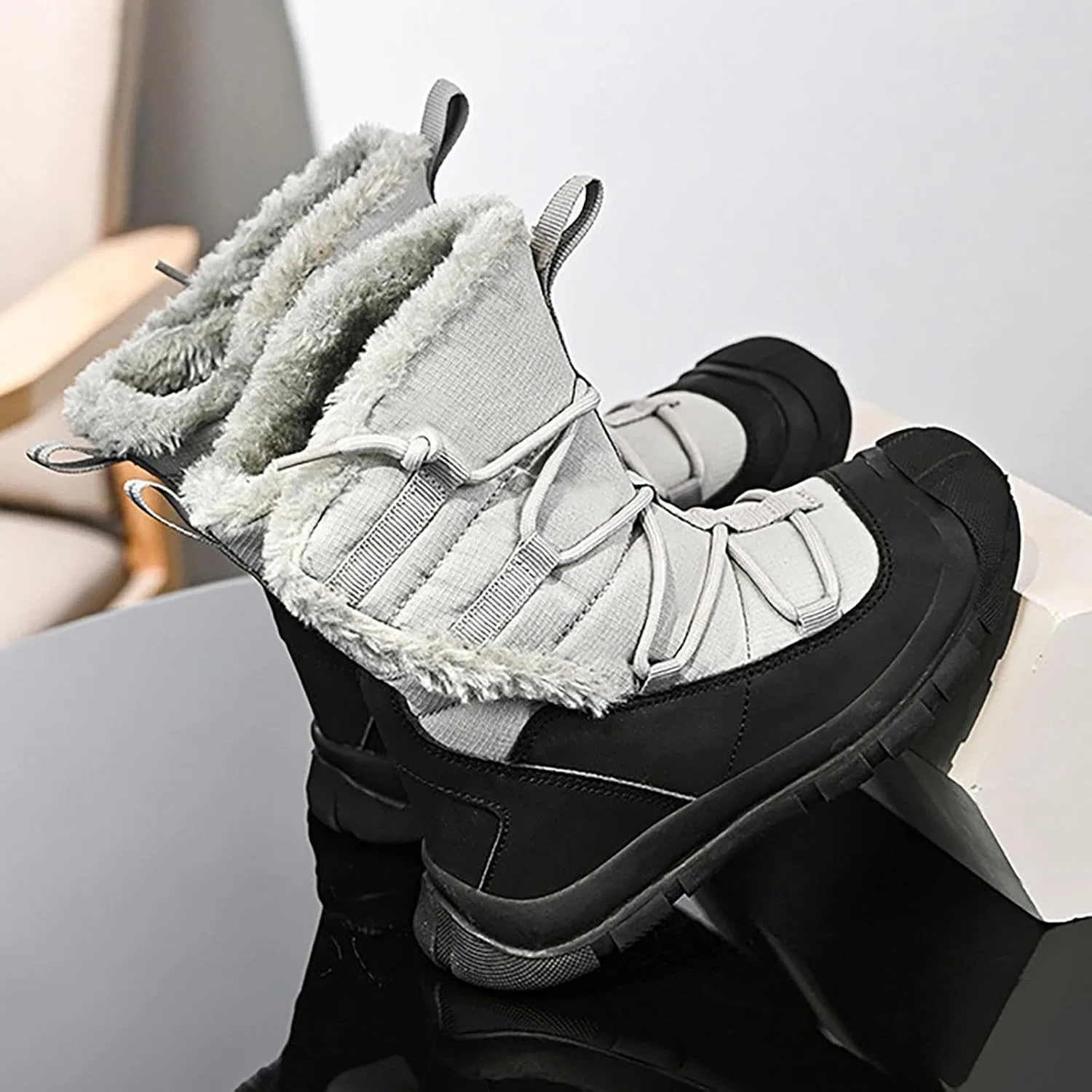 Детские зимние ботинки для мальчиков с принтом, модель Boys Winter Hiking Boots, Grey — фото 2