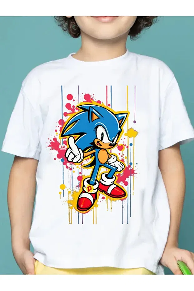 Детская футболка для мальчиков хлопковая Sonic 3 Galashop, White2