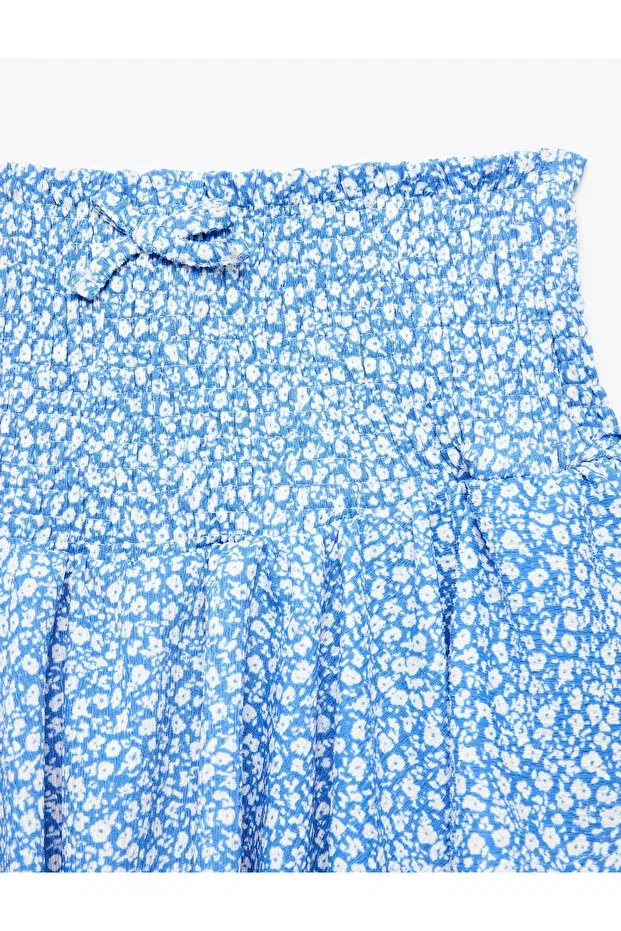 Детские шорты для девочек с принтом Bowknot floral patterned pleated blue girls' shorts 6skg40177ak Koton, Blue Patterned — фото 3