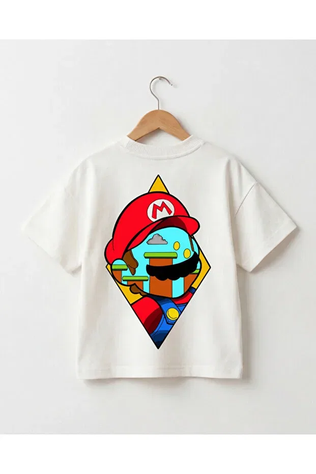 Детская футболка с принтом Oversize Children'S Oversize Back And Front Printed T-Shirt Game Themed 100% Cotton Unisex T-Shirt Babytex, Ecru — фото 2