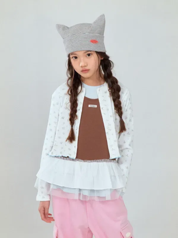 Кардиган цветочный crop, A-Market, айвори