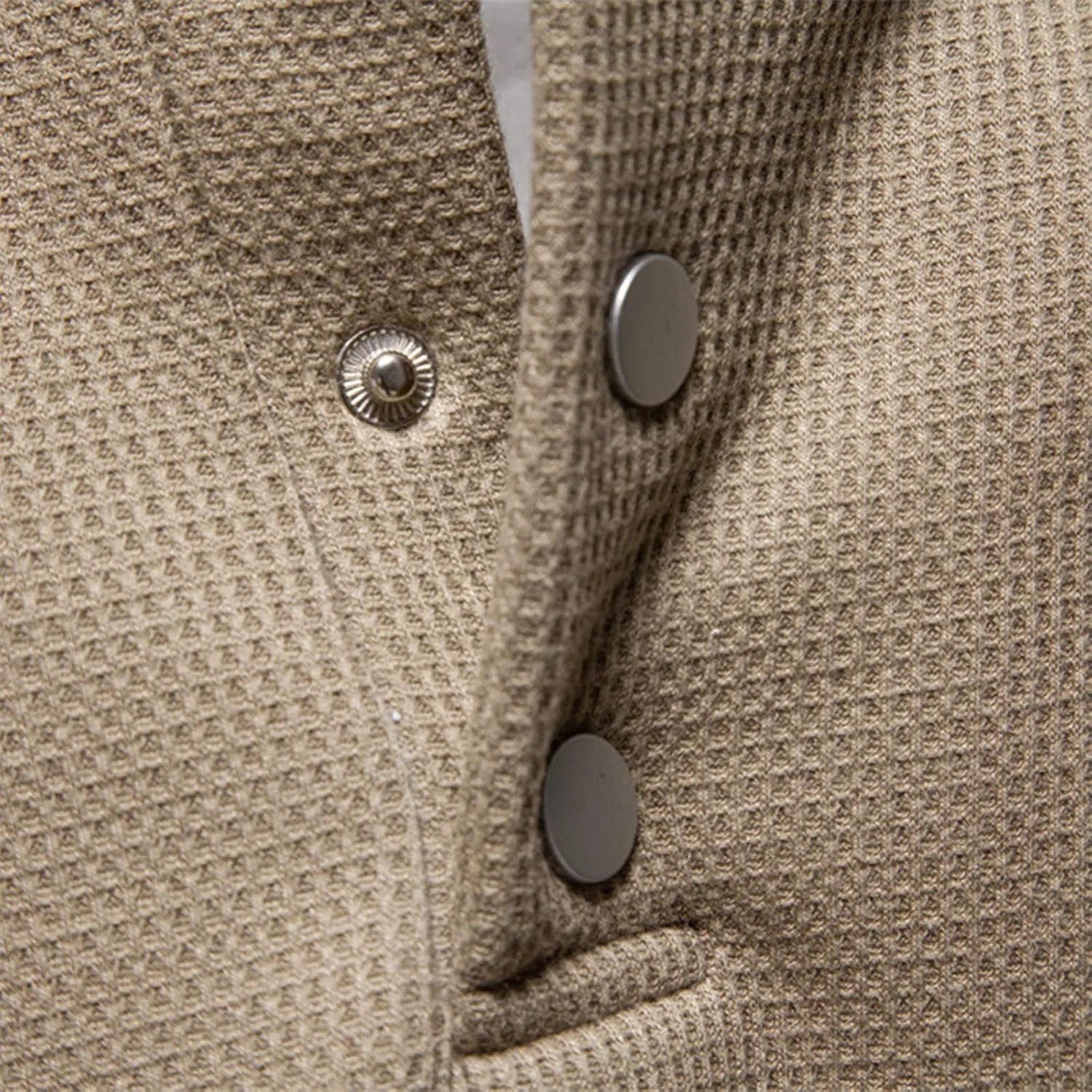 Мужская утепленная фланелевая рубашка с вафельным трикотажем, Light Gray — фото 3
