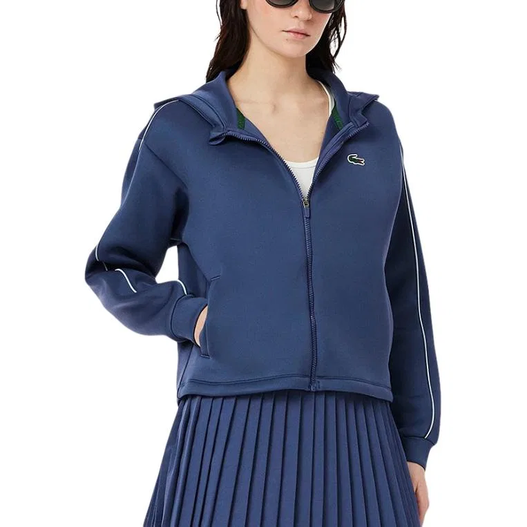 Женская куртка-олимпийка с полосками Lacoste, Черный — фото 3