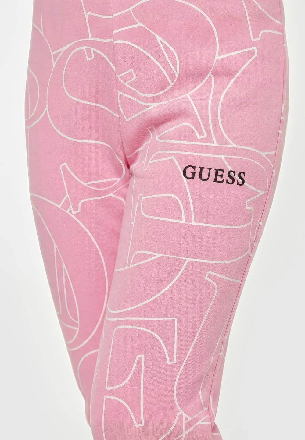 Штанины с логотипом по всей поверхности - спортивные штаны Guess, Rose — фото 4