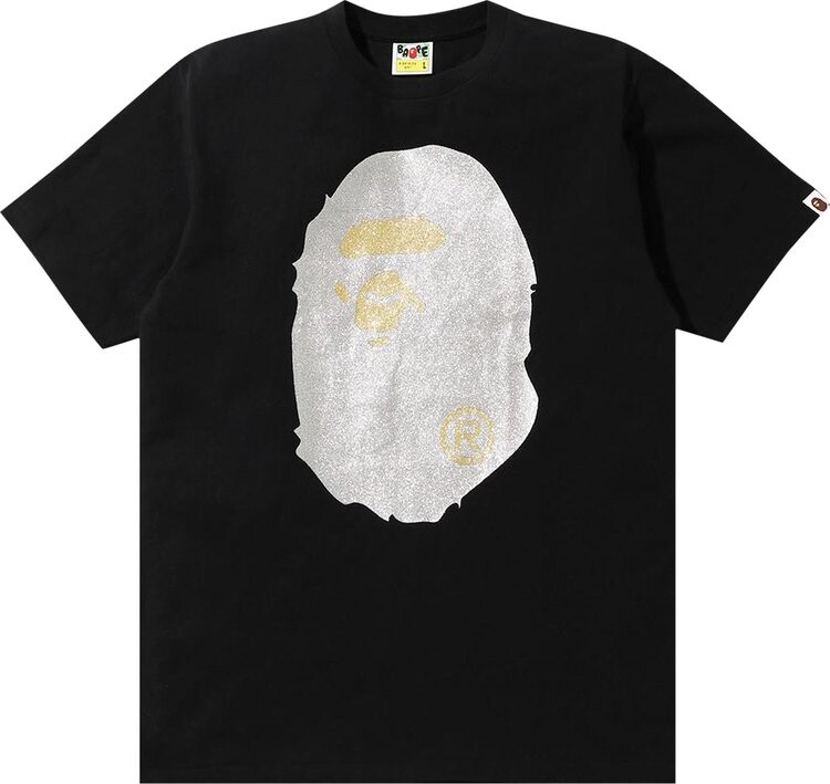 

Футболка BAPE Glitter Big Ape Head Tee 'Black/Silver', черный