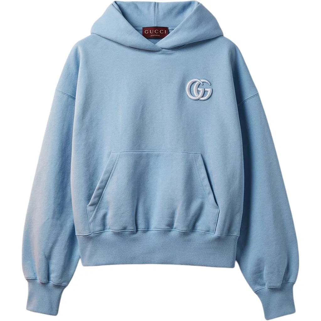 Женский худи с капюшоном, прямой крой, Blue, GUCCI