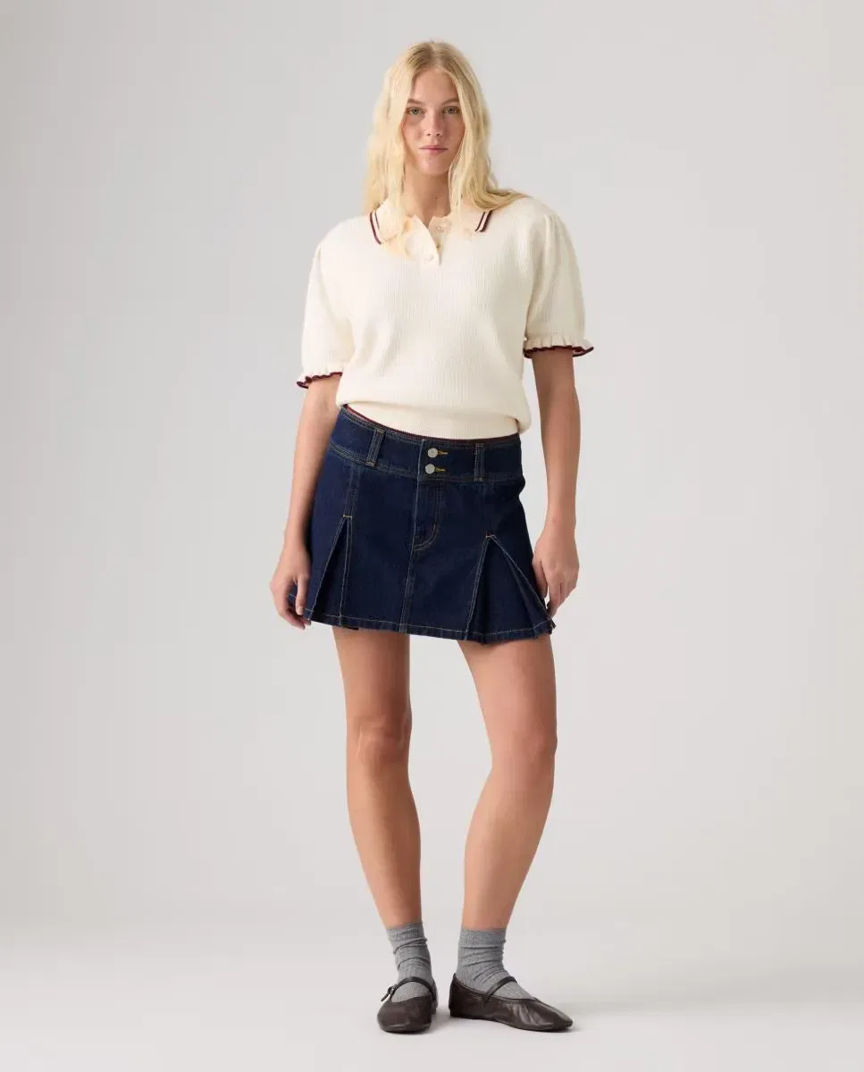 Женская короткая юбка с инвертированными складками Inverted Pleat Levi's, Azul — фото 4