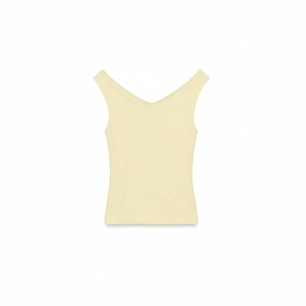 Женский топ с V-образным вырезом без рукавов Light Yellow ZARA, Light Yellow — фото 3