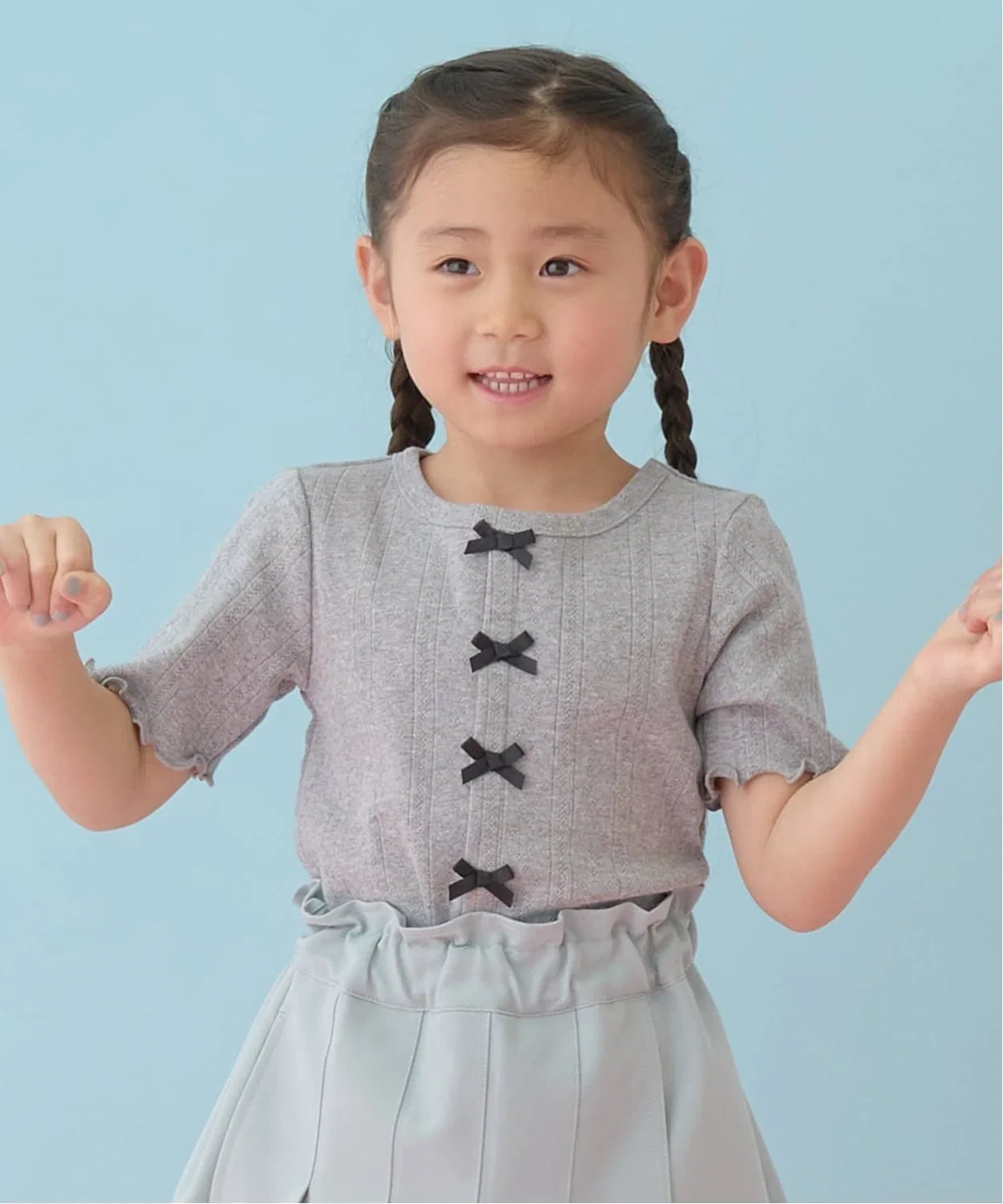 Детский топ с бантом, модель Ribbon Lycee mine, Top Grey