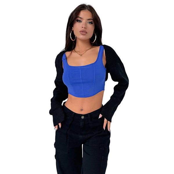 

Женский укороченный кардиган болеро с длинным рукавом Seoria, Black