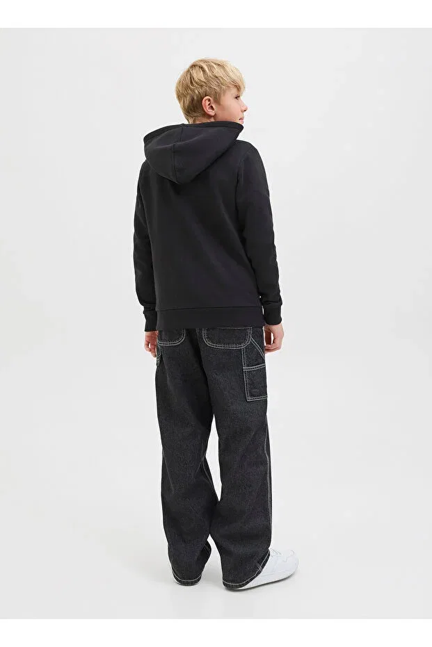 Детское худи для мальчиков с принтом Jack & Jones, Black — фото 4