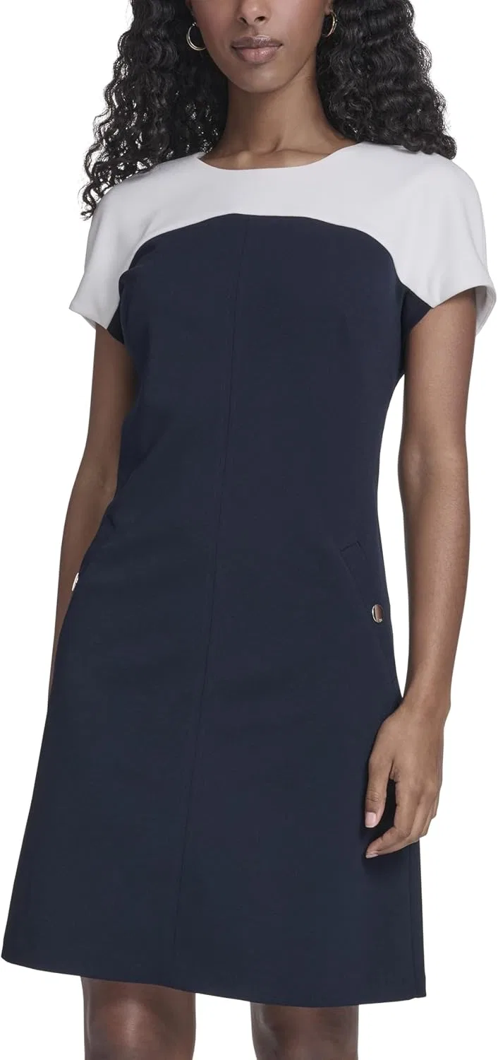 Женское платье-футляр с коротким рукавом Tommy Hilfiger, Sky Captain/Ivory