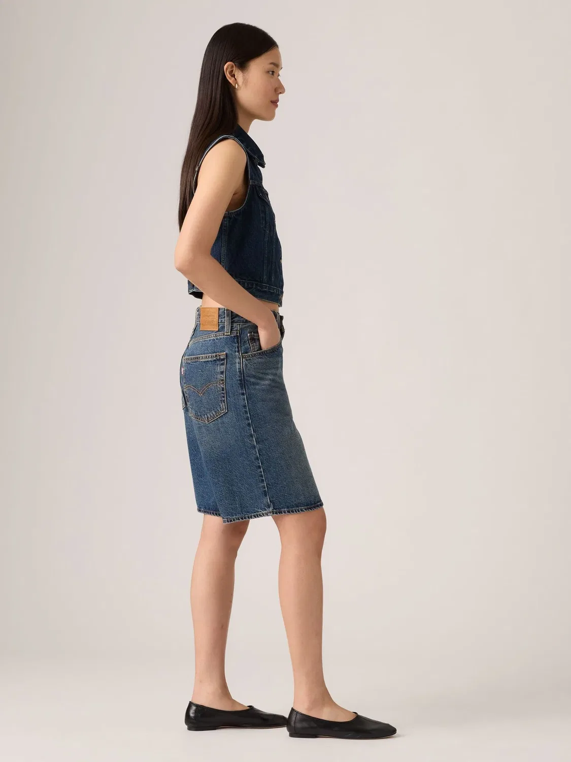 Шорты джинсовые свободные Levi's Hinged Heart Blue — фото 4