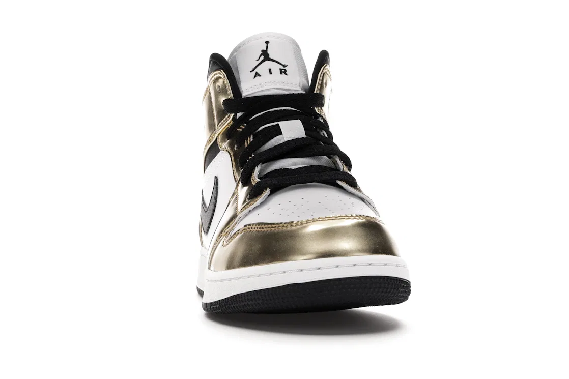 Детские кроссовки для мальчиков с металлическим золотом Jordan 1 Mid Jordan, Metallic Gold/Black-White-Black — фото 2