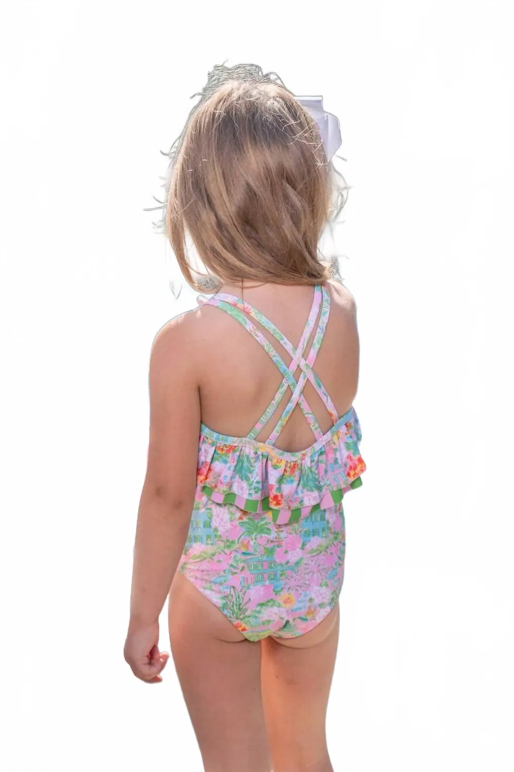 Детский слитный купальник с цветочным принтом и двойной оборкой Charleston One Piece THE OAKS APPAREL, Laguna Charming — фото 2