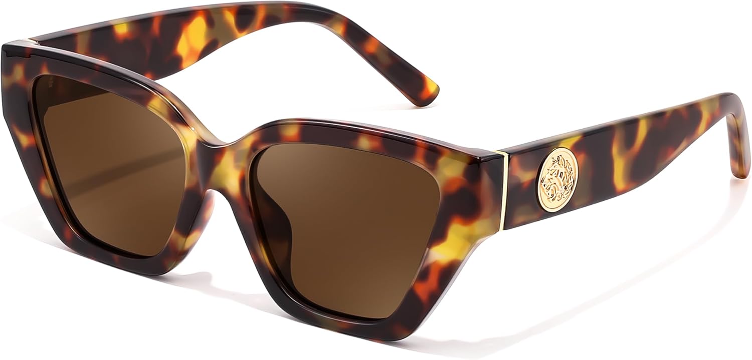 

Женские поляризованные солнцезащитные очки FEISEDY «кошачий глаз» — защита от УФ-излучения UV400, модный дизайн для вождения и повседневной носки B0299, Tortoise Frame & Tea Lens