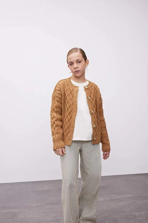 Детский кардиган для девочек с длинным рукавом Defacto, Beige
